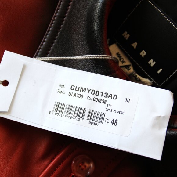 BNWT AW21 MARNI SPRAY PRINT LEATHER SHIRT JACKET 48 - Picture 10 of 13